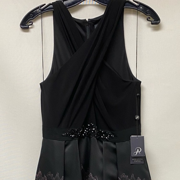 Adrianna Papell crossover halter Mikado long gown